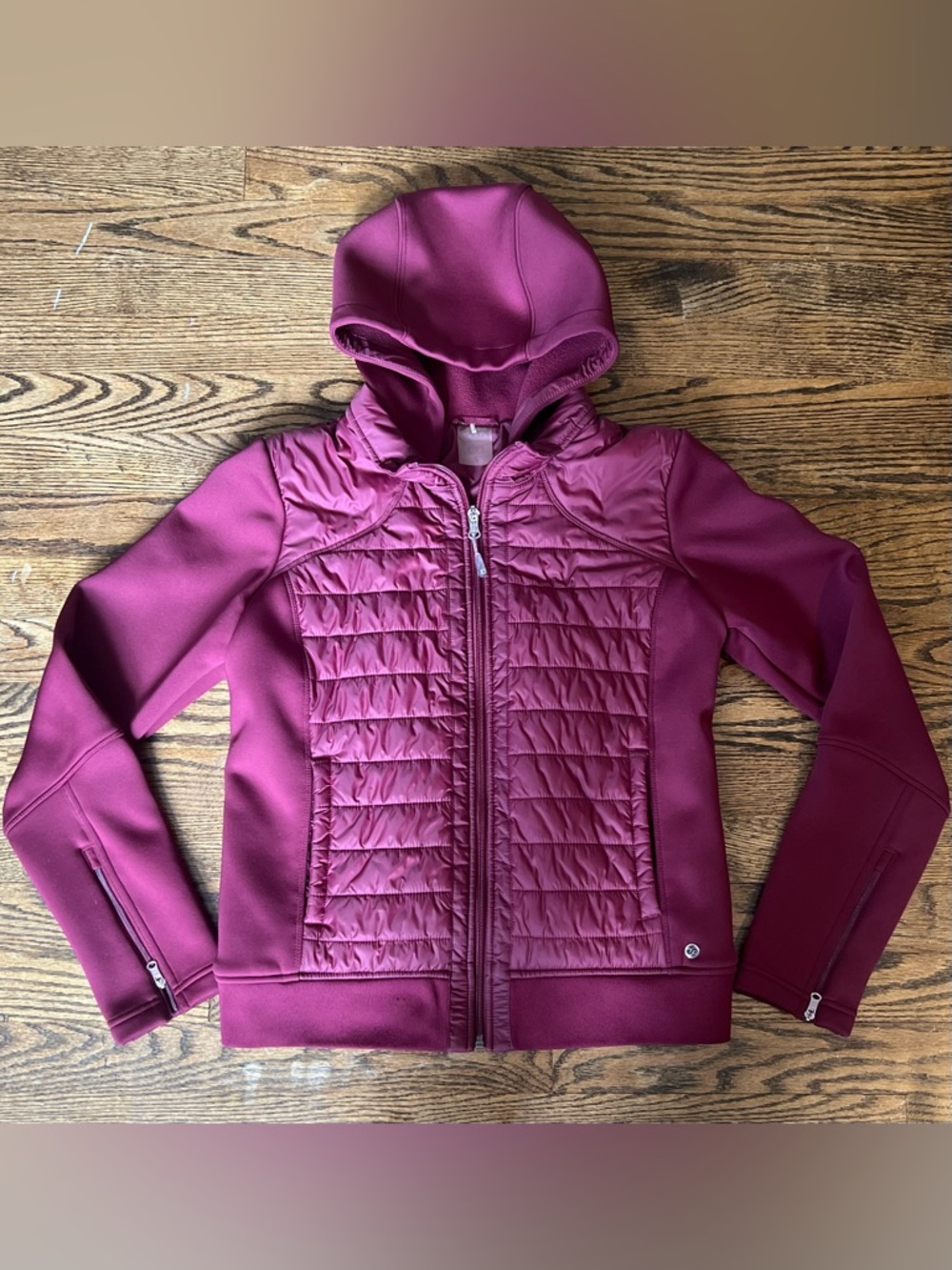 CALIA by Carrie Underwood Quilted Hooded Bomber Jacket - Wine